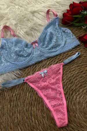 Conjunto Andressa Bicolor - Azul frozen, GG